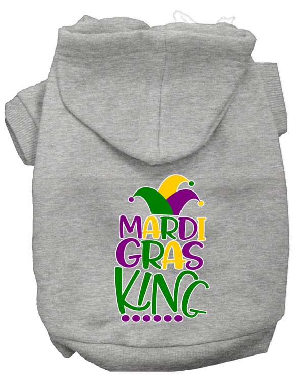 Mardi Gras King Screen Print Mardi Gras Dog Hoodie Grey XS